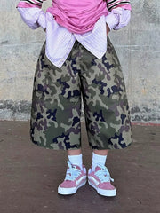 Camouflage Wide-leg Cropped Pants option 7