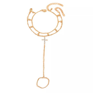 18k Gold-plated Chain Cross Bracelet in Gold with cross charm