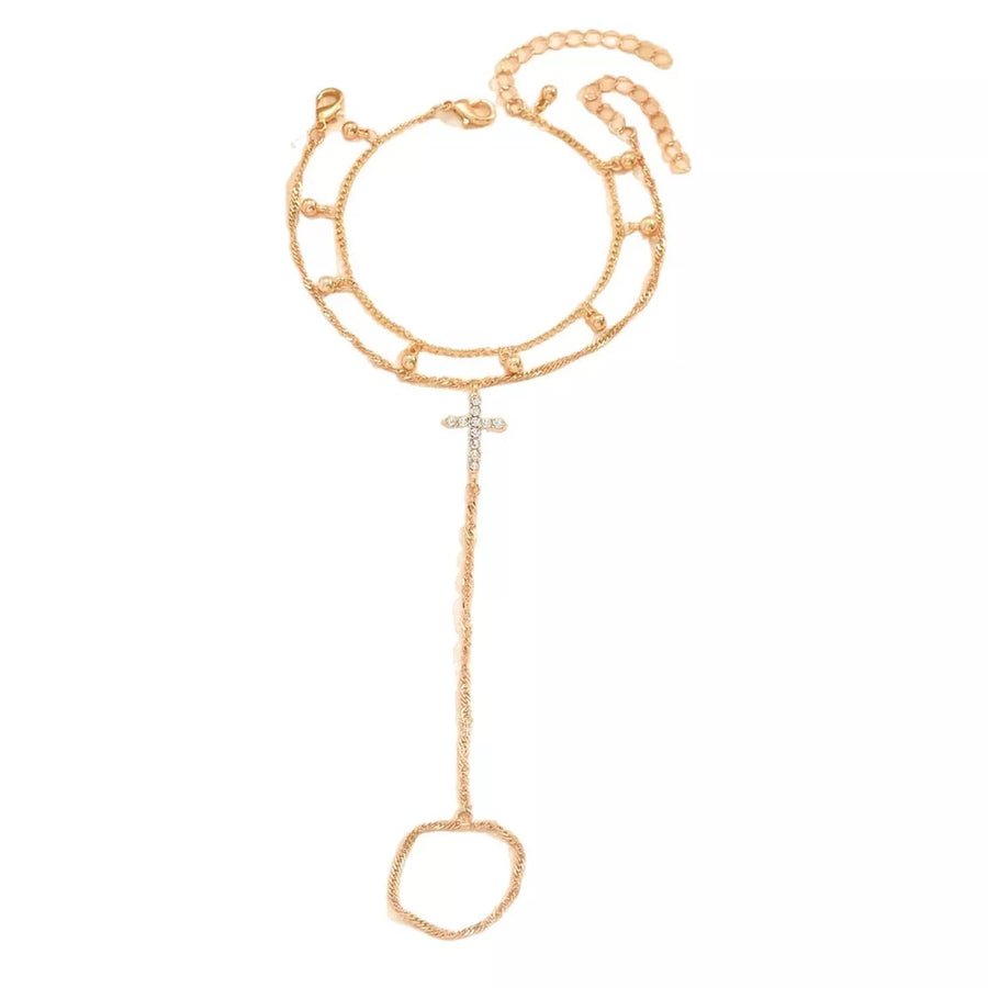18k Gold-plated Chain Cross Bracelet in Gold with cross charm