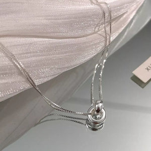 Double Strand 925 Sterling Silver Necklace in silver with double strand