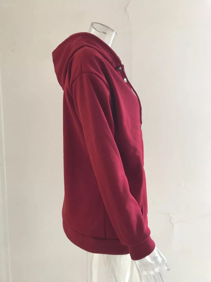 Apricot Full Size Kangaroo Pocket Drawstring Hoodie