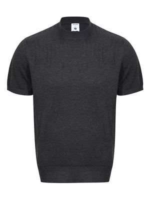 Khaki Men's Mock Neck Short Sleeve Knit Top
