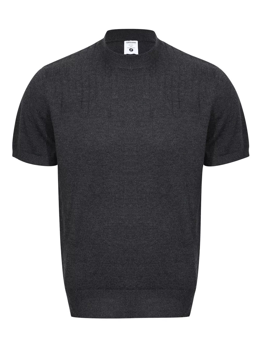 Khaki Men's Mock Neck Short Sleeve Knit Top