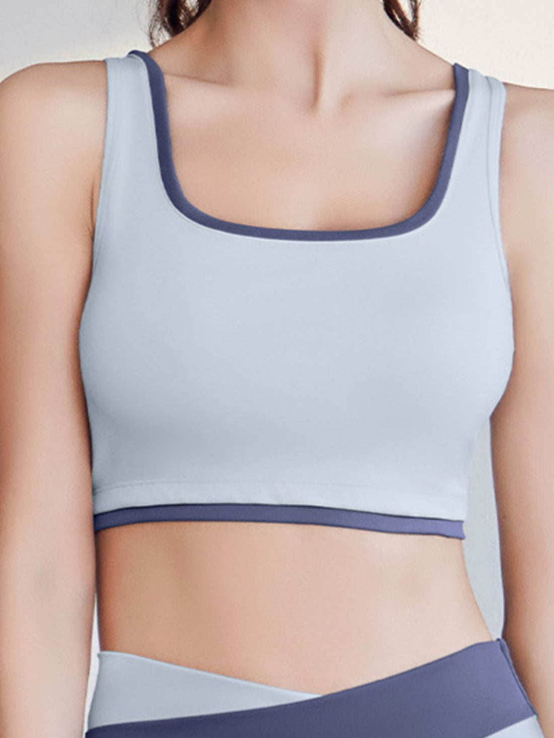 Sage fitted sports bra with scoop neck