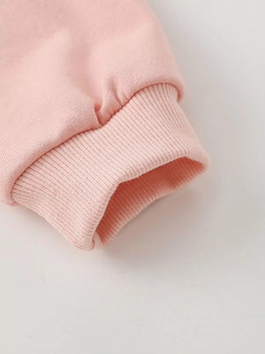 Kids' watermelon pink cotton sweatshirt cuff detail