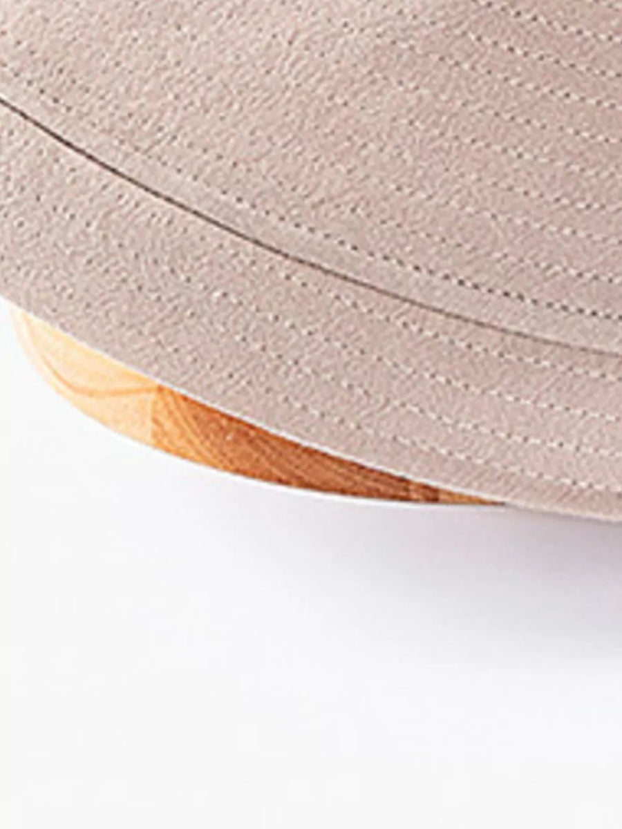 Khaki cotton bucket hat with stitched detail and wide brim