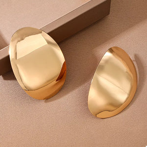18k Gold-plated Curved Statement Earrings in gold with curved design