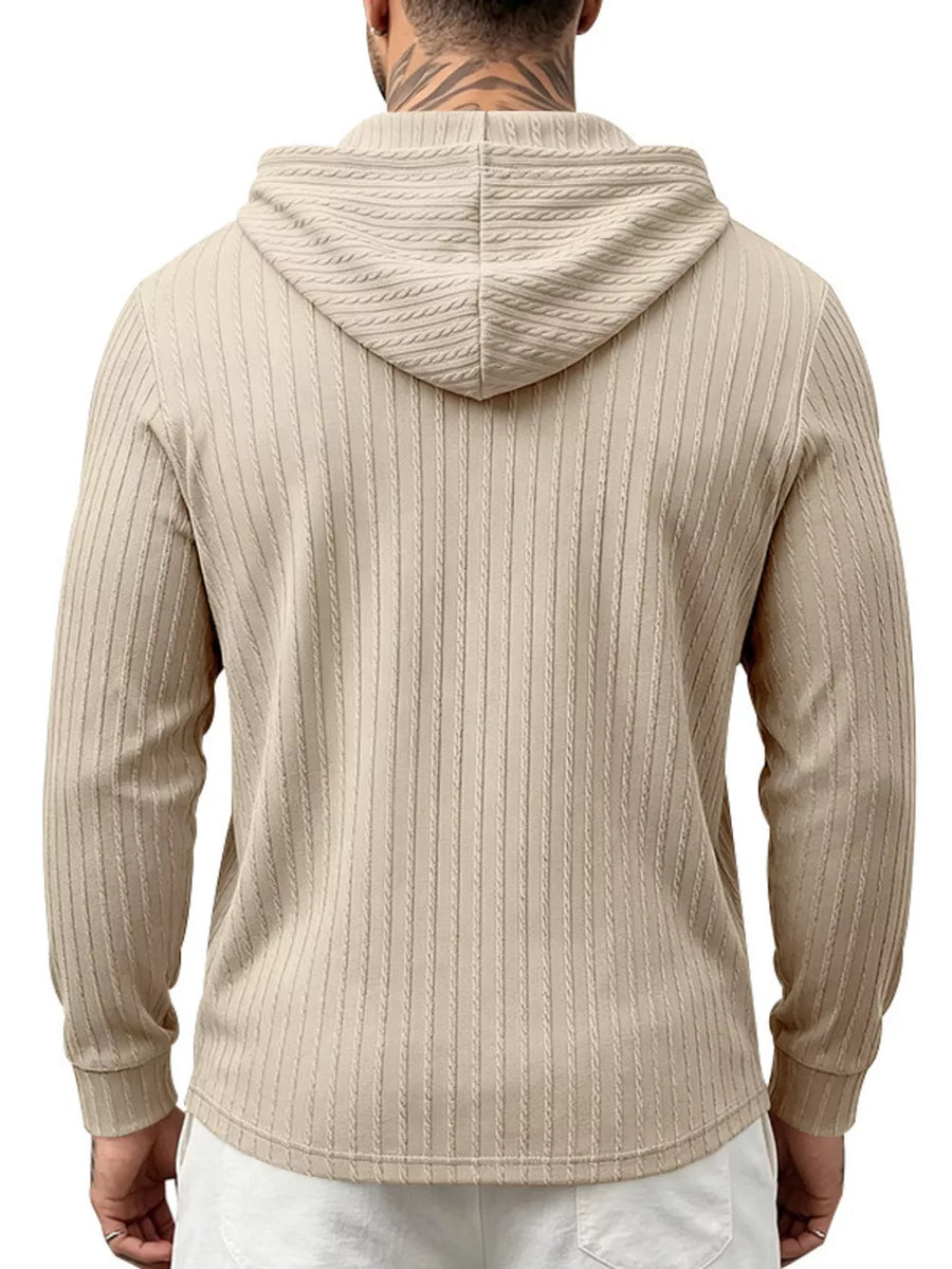 White regular pullover hoodie with hooded, henley