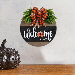brown door hanger with plaid, graphic print and none