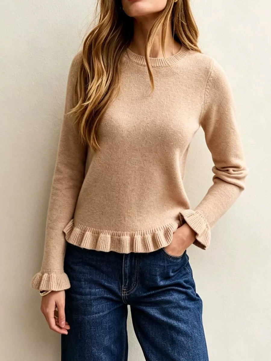 romantic pullover sweater in sky blue with crew neck