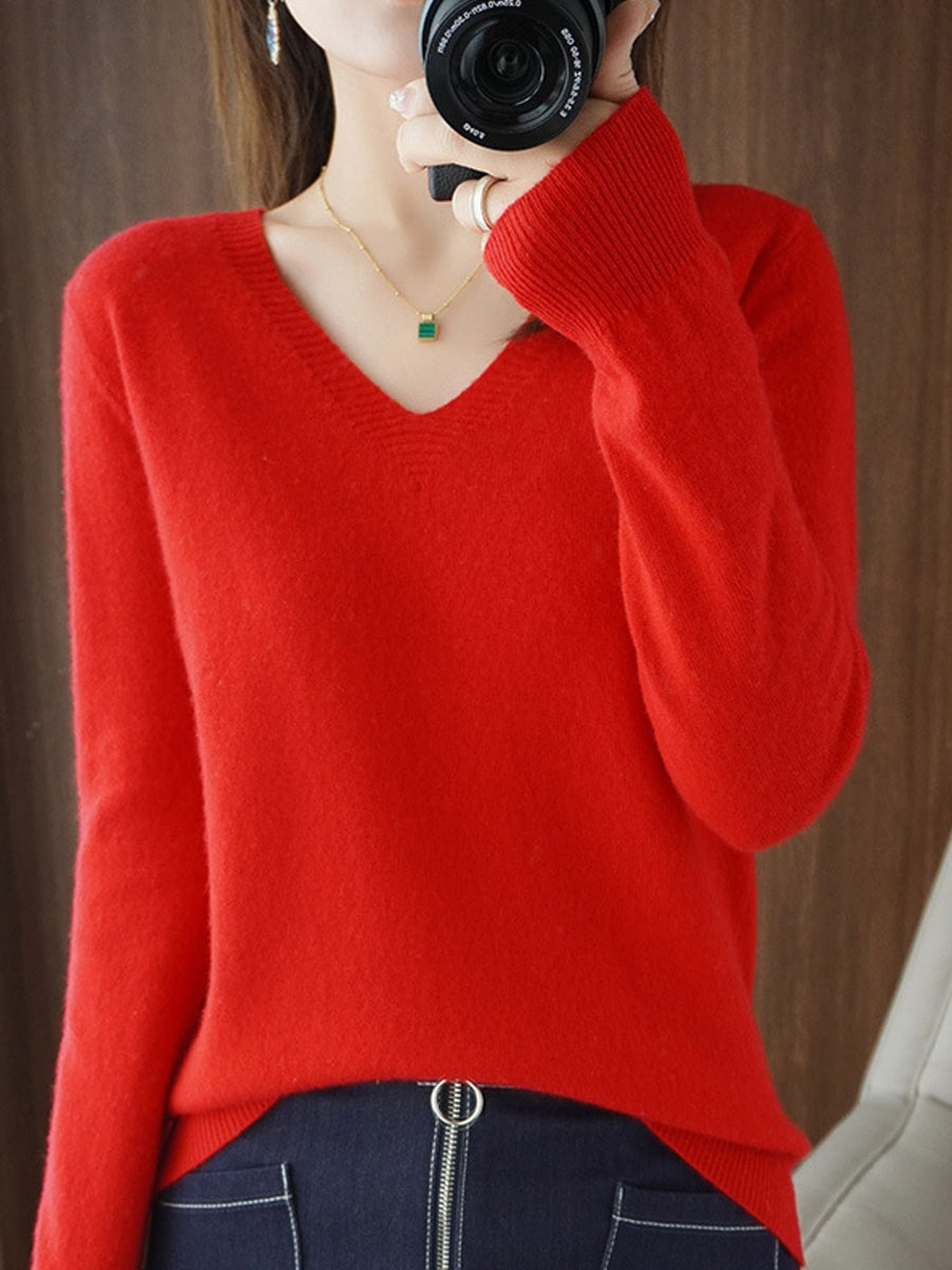 Dark Camel v-neck sweater