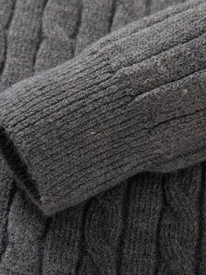 Men's Cable Knit Half-zip Sweater Plus Size in Black, view 12