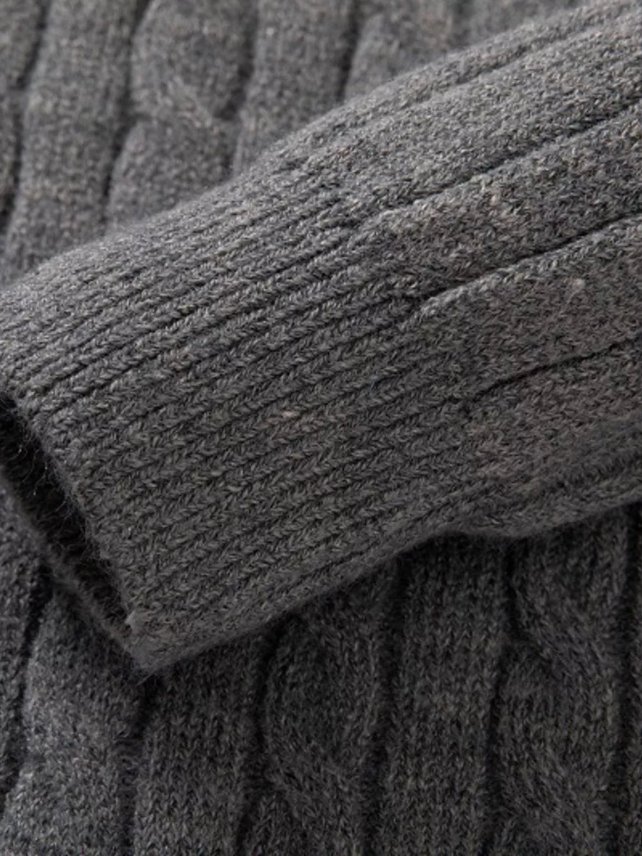 Men's Cable Knit Half-zip Sweater Plus Size in Black, view 12