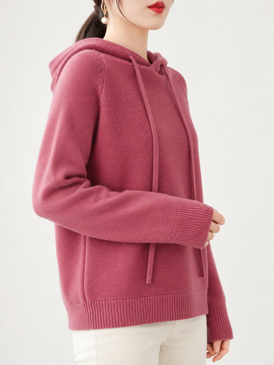 pullover sweater in Emerald Green with drawstring and hip-length