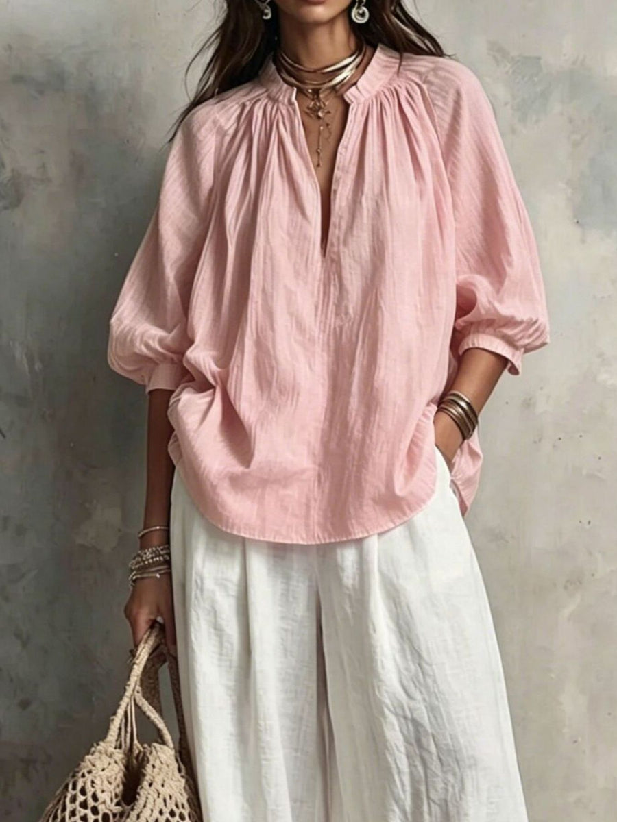blouse and wide-leg pants set in Burgundy