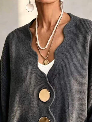 100% polyester Care instructions: Machine wash cold cardigan in cream with oversized silhouette