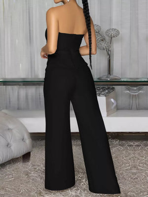 Black with Tube Wide Leg Jumpsuit in Black