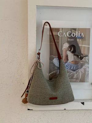 Sky Blue with Tassel Woven Shoulder Bag