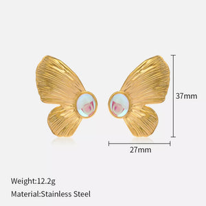 earrings featuring textured in Gold with 18K Gold-Plated, Resin, Stainless Steel Care instructions: Avoid wearing during