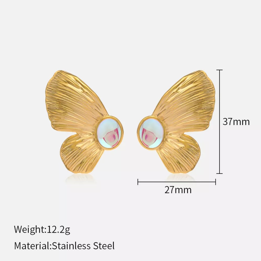 earrings featuring textured in Gold with 18K Gold-Plated, Resin, Stainless Steel Care instructions: Avoid wearing during