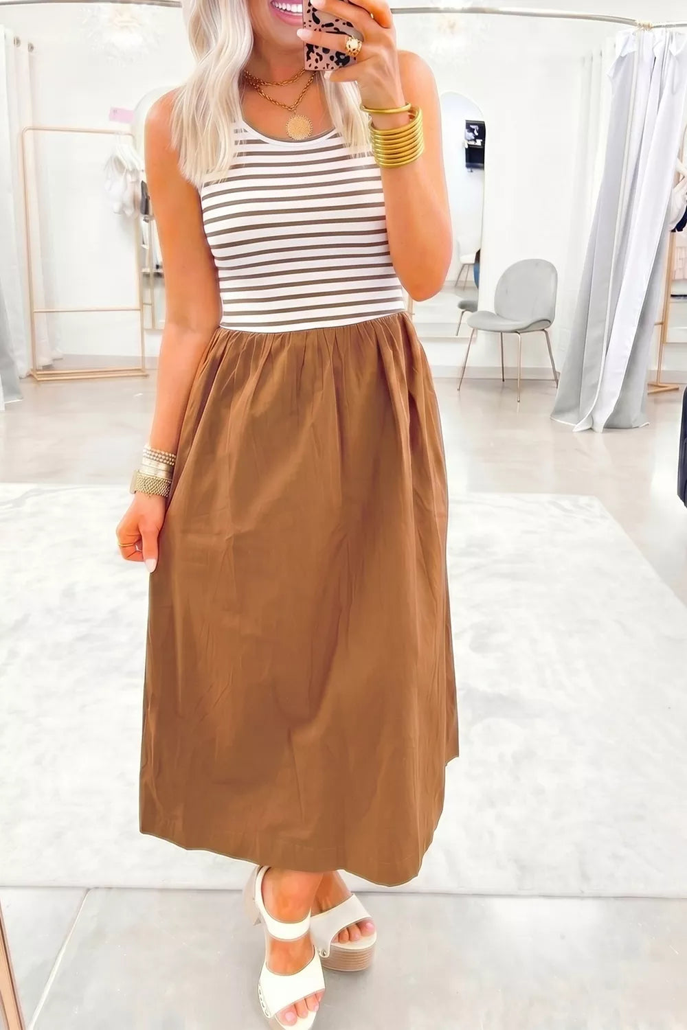 olive green maxi dress featuring pocketed and color-block