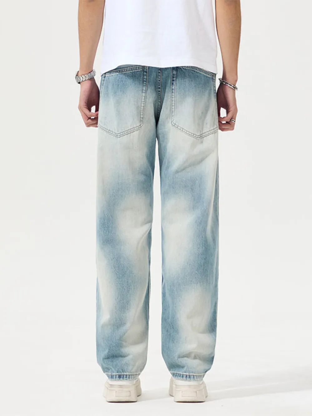 Light with Men's Distressed Relaxed Fit Jeans in Light