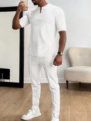 Grey Men's Casual Short-sleeve Lounge Set Plus Size