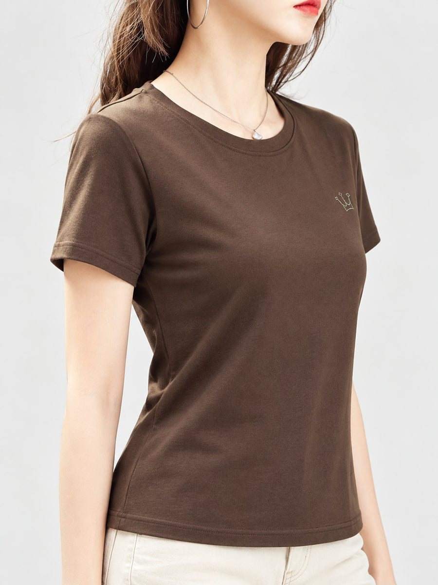 Brown t-shirt with stretch and long sleeve
