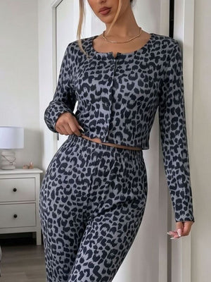 100% polyester Care instructions: Machine wash cold lounge set in Dark Gray with fitted top, flared pants silhouette