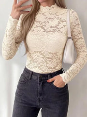 Dusty Pink fitted blouse with mock neck