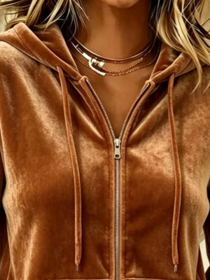 Sea Blue regular zip hoodie with hooded
