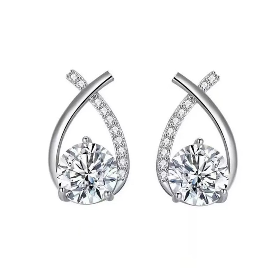 earrings in clear with moissanite stones and mini