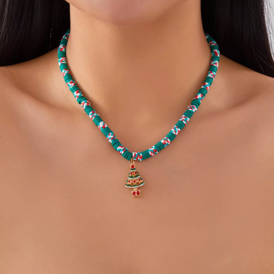 white necklace featuring pendant and striped