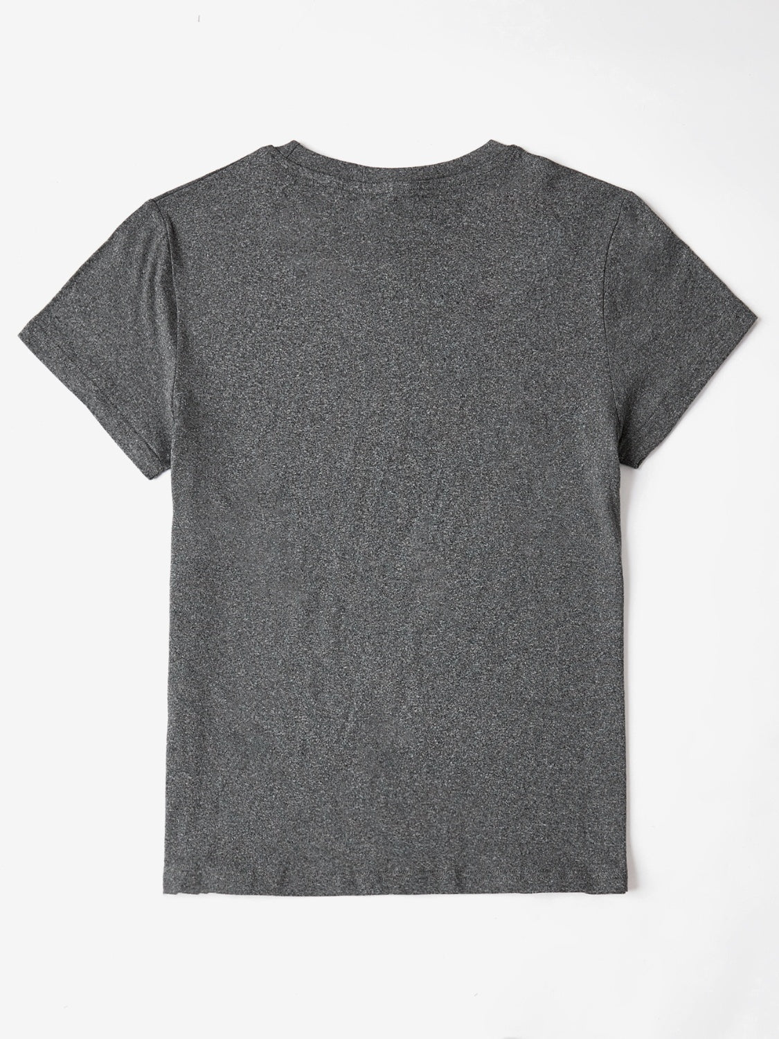 Dark gray 100% polyester t-shirt with short sleeves and a crew neck.
