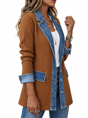 Navy relaxed cardigan with collared