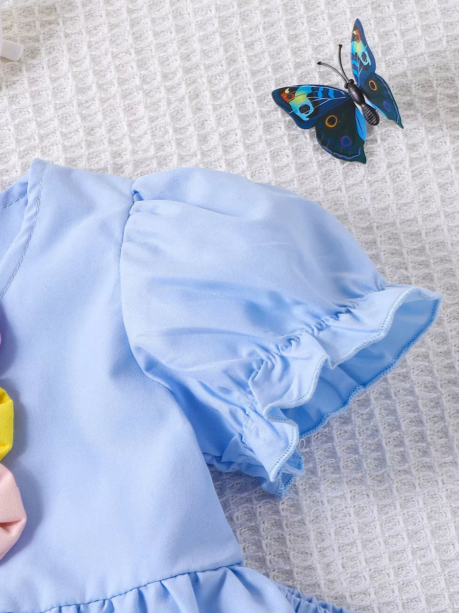 Children's Bow Puff Sleeve Top And Shorts Set option 5