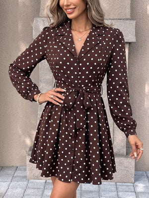 100% polyester Care instructions: Machine wash cold shirt dress in Brown with A-line silhouette