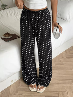 Polka Dot Wide-leg Pants in Black
