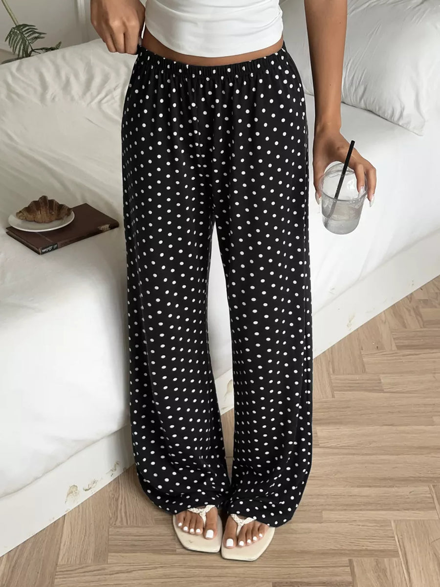 Polka Dot Wide-leg Pants in Black