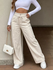 95% polyester, 5% elastane Care instructions: Machine wash cold wide-leg pants in Apricot with wide-leg silhouette