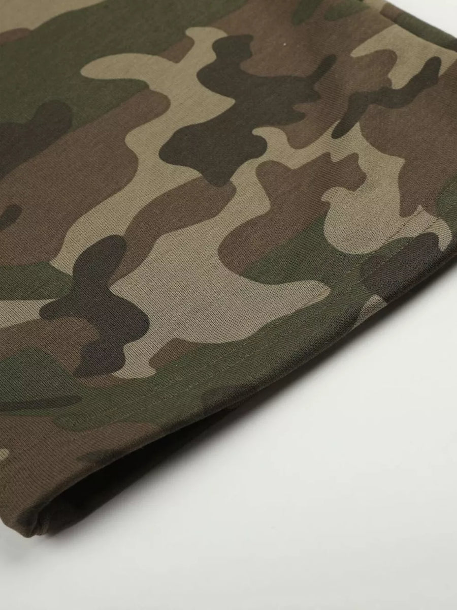 streetwear wide-leg pants in olive green with N/A