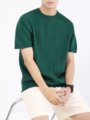 Men's Wood Green ribbed knit t-shirt with short sleeves and crew neck.