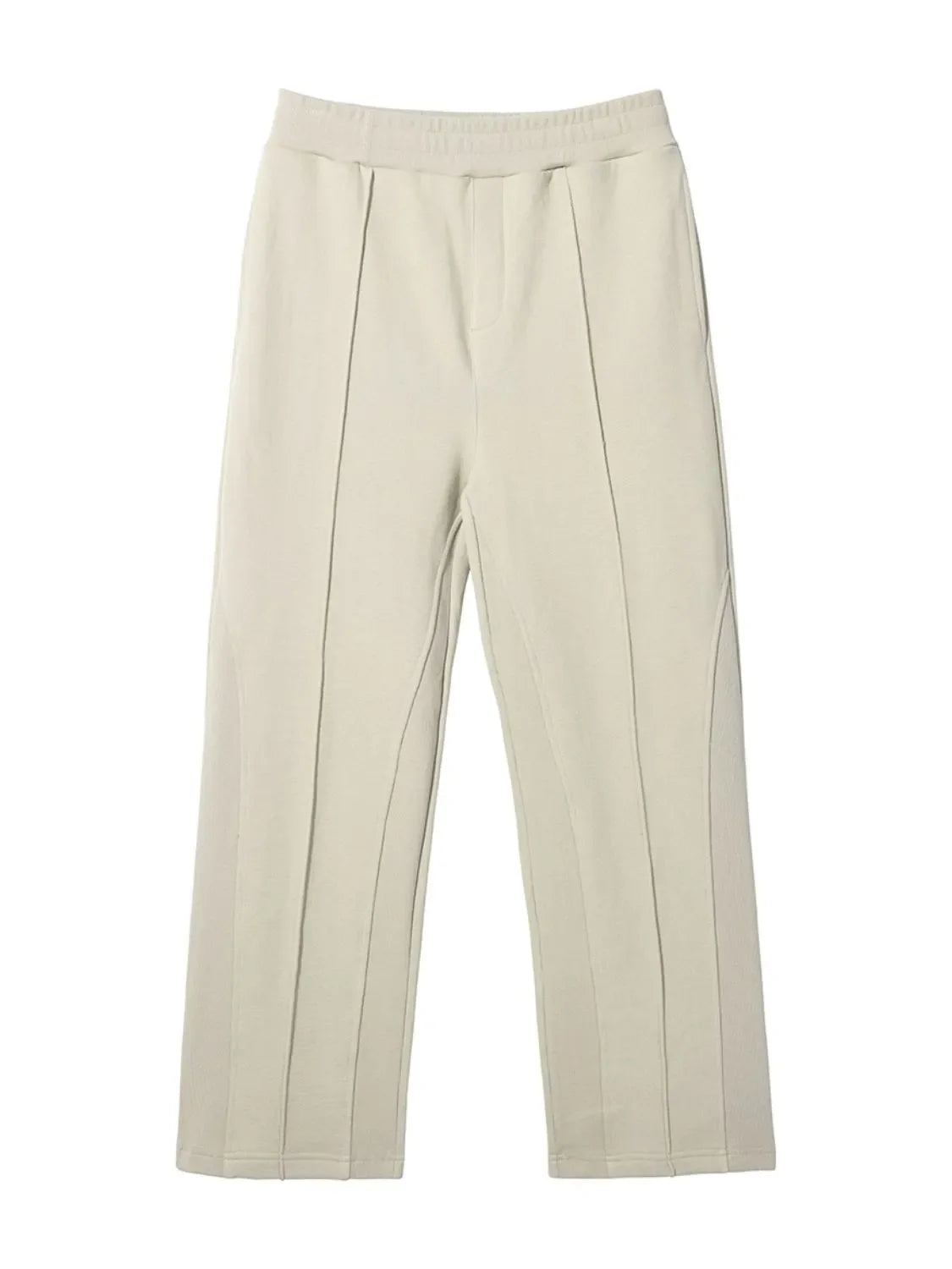 Beige lounge trousers with seam detail and elastic waistband.