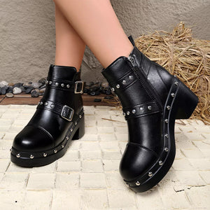 PU Leather,Rubber Imported Size &amp boots in Black with fitted silhouette