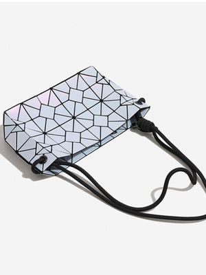 shoulder bag in iridescent with geometric and geometric paneling