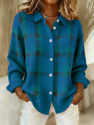 Rose Red Plaid Button-up Cardigan