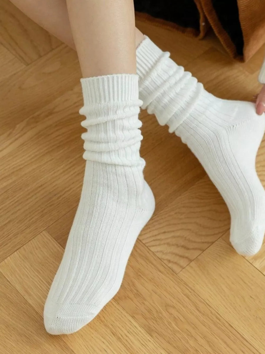 Poly-cotton Imported Size &amp socks in White with fitted silhouette