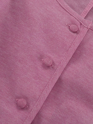 Pink textured cotton blend shirt with button front detail