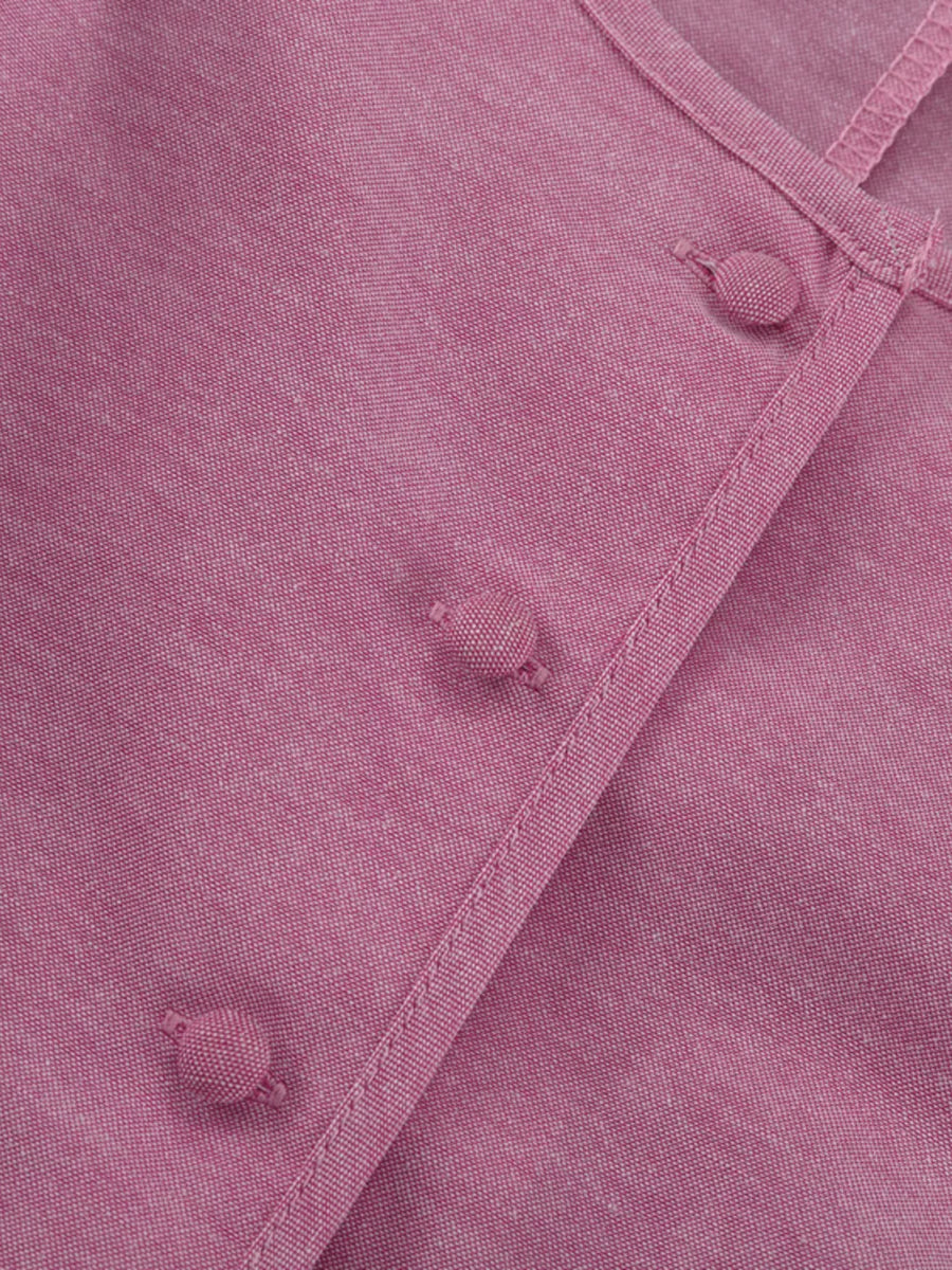Pink textured cotton blend shirt with button front detail
