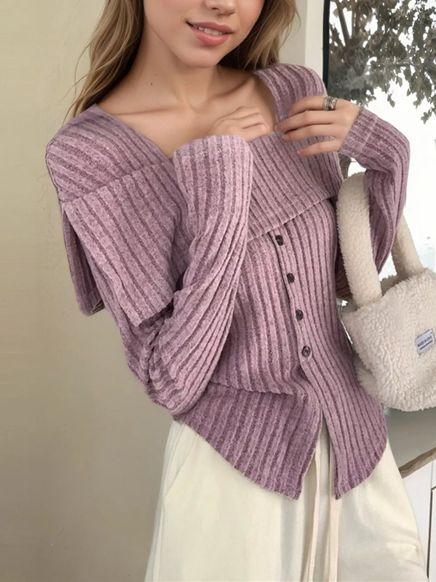 Khaki Ribbed Square Neck Long Sleeve Crop Top